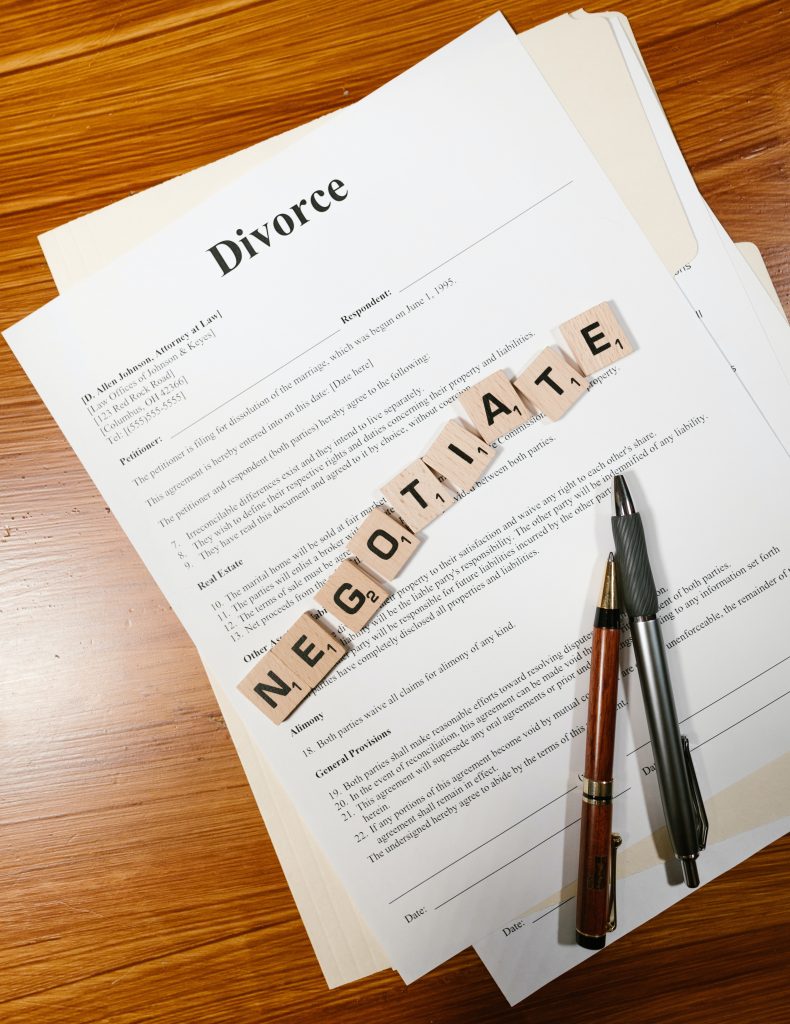 filling out the divorce documents